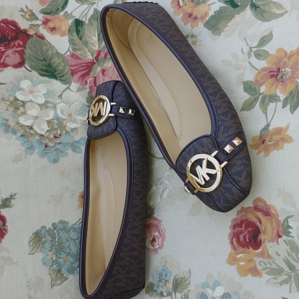 Michael Kors Fulton Studded Mocassin Flats in Brown with MK Logo Women's 7.5 - Picture 15 of 17